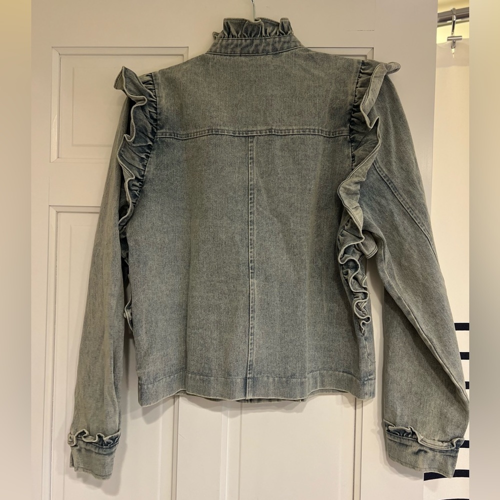 NWT Fate Ruffle Denim Jacket - Picture 6 of 8